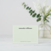 Modern light sage green name & text mini notecard visitenkarte (Stehend Vorderseite)