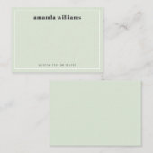 Modern light sage green name & text mini notecard visitenkarte (Vorne/Hinten)