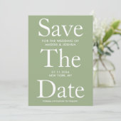 Modern Light Sage Green Save the Date (Stehend Vorderseite)