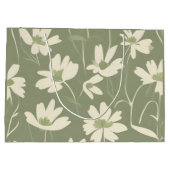 Modern Light Sage White Wildflower Große Geschenktüte (Rückseite)