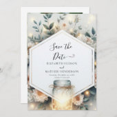 Modern Lights Mason Jar Wedding Save The Date (Vorne/Hinten)