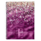 Modern Lila Foil Gold Imitate Glitzer Monogram Notizblock (Vorderseite)