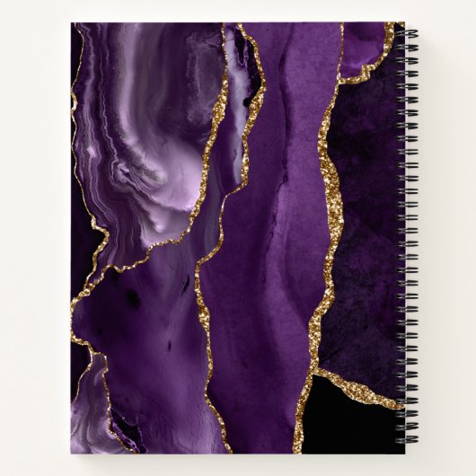 Modern Lila Glitzer Agate Geode Monogram Notizblock (Rückseite)