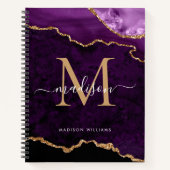 Modern Lila Glitzer Agate Geode Monogram Notizblock (Vorderseite)