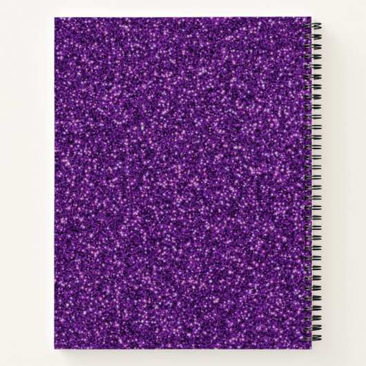 Modern Lila Glitzer Monogram Sketchbook Notebook Notizblock (Rückseite)