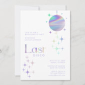 Modern Lila "Last Disco" Bachelorette Einladung (Vorderseite)