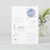 Modern Lila "Last Disco" Bachelorette Einladung (Stehend Vorderseite)