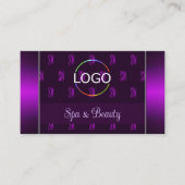 Modern Lila mit Logo-Foto und Monogramm-Muster Visitenkarte (Vorderseite)