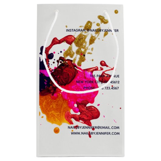 Modern Lila rosa Rot-Gold-Nagel Polnischer Spritze Kleine Geschenktüte (Rückseite)