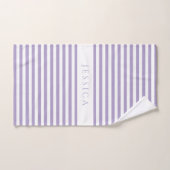 Modern Lila Streifenmuster Name Badhandtuch Set (Handtuch)