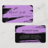 Modern Lilac Black Brush Stroke Paint Visitenkarte (Vorne/Hinten)