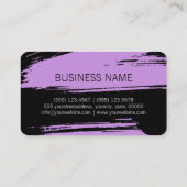 Modern Lilac Black Brush Stroke Paint Visitenkarte (Rückseite)