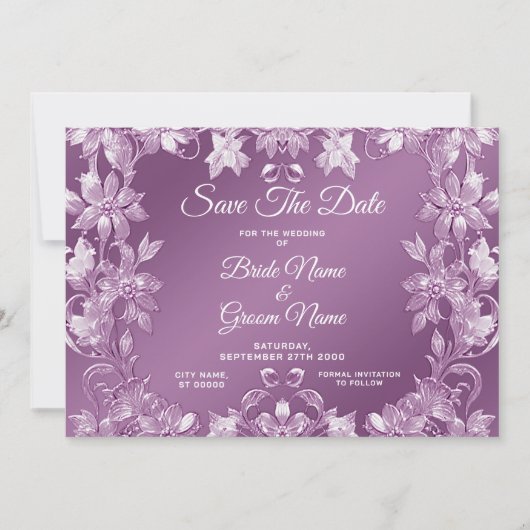 Modern Lilac Floral Save the Date (Vorderseite)