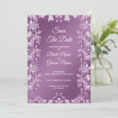 Modern Lilac Floral Save the Date (Stehend Vorderseite)