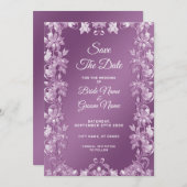 Modern Lilac Floral Save the Date (Vorne/Hinten)