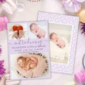 Modern Lilac Girl Geburtshinweis Foto Collage Ankündigung