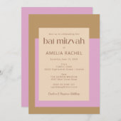 Modern Lilac Gold Pink Geometric Bat Mitzvah Einladung (Vorne/Hinten)