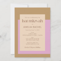 Modern Lilac Gold Pink Geometric Bat Mitzvah