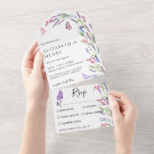 Modern Lilac Lavender Mauve Wedding All In One Einladung (Abreißen)