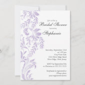 Modern Lilac Leaf Swirl Bridal Dusche Einladung (Vorderseite)