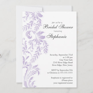 Modern Lilac Leaf Swirl Bridal Dusche Einladung