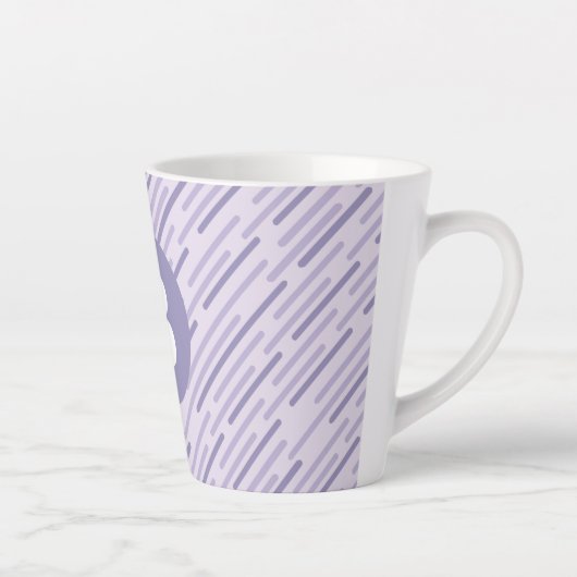 Modern Lilac Purple Diagonal Stripes Monogram Milchtasse (Rechts)