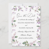 Modern Lilac Watercolor Wildflowers Wedding Save The Date (Vorderseite)