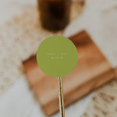 Modern Lime Green Custom Names Wedding Runder Aufkleber