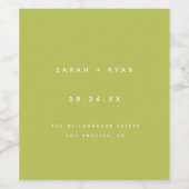 Modern Lime Green Custom Names Wedding Weinetikett (Einzelnes Label)