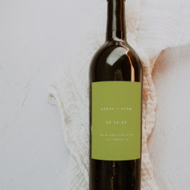 Modern Lime Green Custom Names Wedding Weinetikett