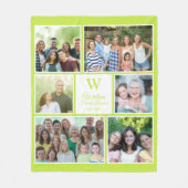 Modern Lime Green Family Reunion Monogram Photo Fleecedecke (Vorderseite)