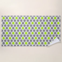 Modern Lime Green Grey Geometric Hexagon Muster Strandtuch