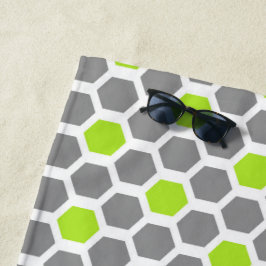 Modern Lime Green Grey Geometric Hexagon Muster Strandtuch