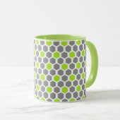 Modern Lime Green Grey Geometric Muster Tasse (VorderseiteRechts)
