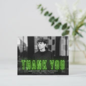 Modern Lime Green Neon Foto Abschluss Vielen Dank Postkarte (Stehend Vorderseite)