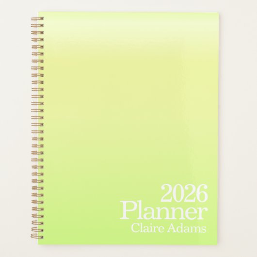Modern Lime Green Ombre Planner Planer (Vorderseite)