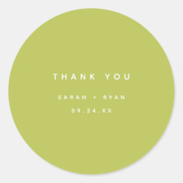 Modern Lime Green "Thank You" Custom Wedding Runder Aufkleber