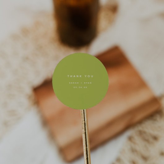 Modern Lime Green "Thank You" Custom Wedding Runder Aufkleber
