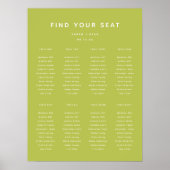 Modern Lime Green Wedding 8-Table Seating Chart Poster (Vorne)
