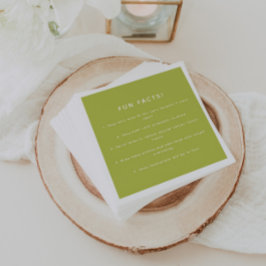 Modern Lime Green Wedding Custom Fun Facts Serviette