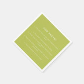 Modern Lime Green Wedding Custom Fun Facts Serviette (Ecke)