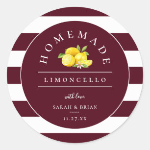 Modern Limoncello Burgundy Stripe Runder Aufkleber