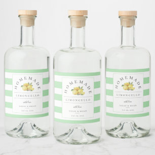 Modern Limoncello Coastal Celadon Green Strip Alkoholflaschenetikett
