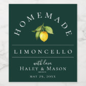 Modern Limoncello Green Beverage Label Weinetikett (Einzelnes Label)