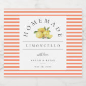 Modern Limoncello Peach Strip Getränke Label Alkoholflaschenetikett (Einzelnes Label)