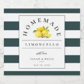 Modern Limoncello Rustic Emerald Green Strip Alkoholflaschenetikett (Einzelnes Label)