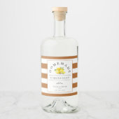 Modern Limoncello Rustic Orange Stripe Alkoholflaschenetikett (Vorderseite)