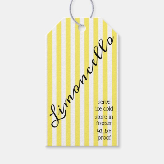 Modern Limoncello Striped Bottle Hang Tag | Geschenkanhänger (Vorderseite)