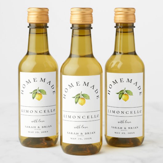 Modern Limoncello Weißes Getränk-Label Weinetikett (Flaschen)