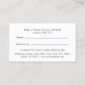 Modern, Line Art, Frau, Blätter, Salon, hellrosa Empfehlungskarte (Rückseite)